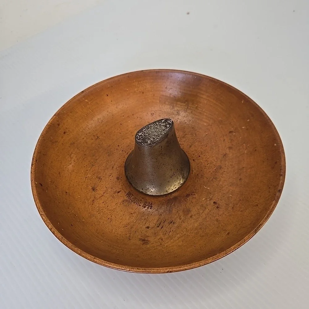 Antique Parsons Wooden Nut Bowl w/ Anvil Center For Cracking Patent June 16 1914